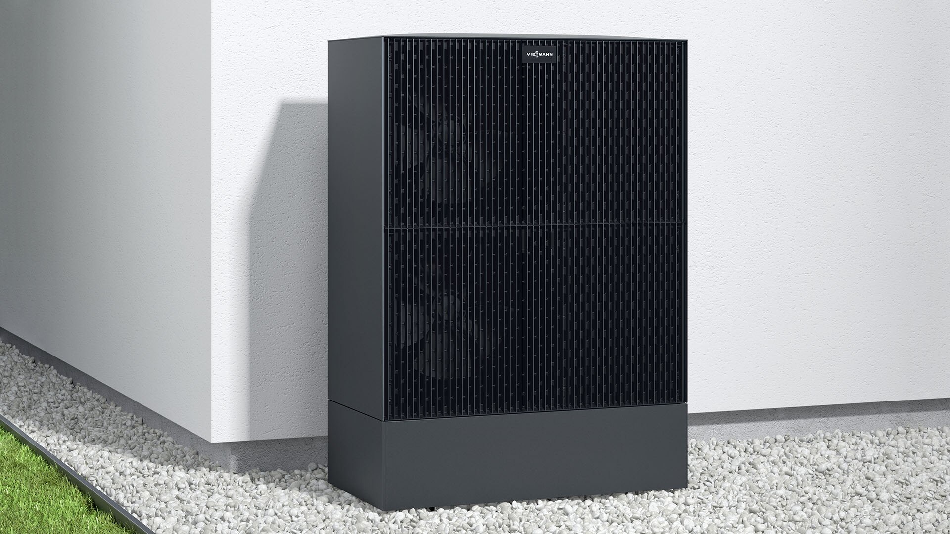Viessmann Vitocal 250-A Luft/Wasser-Wärmepumpe an einem modernen Wohnhaus